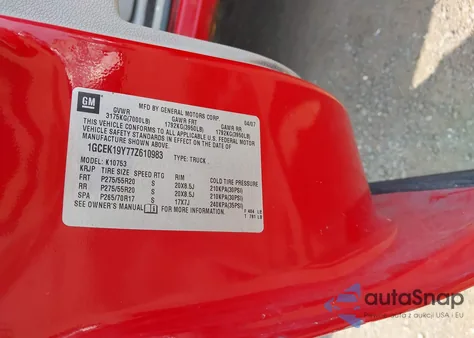 2007 Chevrolet Silverado 1500 Lt2 z USA, uszkodzony, nr VIN 1GCEK19Y77Z610983